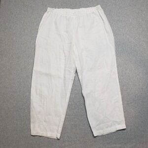 Eileen Fisher Organic Cotton Pant Women's Large White Chino Stretch Relax